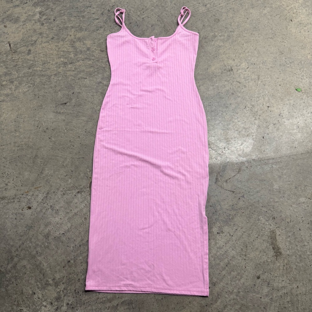 Fashion Nova Barbie Pink Sleeveless Tank Bodycon Midi‎ Dress Sz S Basics Casual